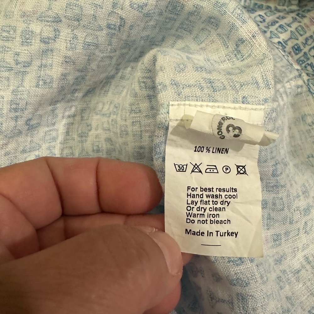 Peter Millar Cocktail Print 100% Linen Casual Button Down Shirt Sz L - Picture 7 of 7